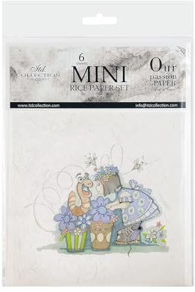 ITD Collection - Mini Reispapier Kreatives Set 14,8 x 14,8 cm (6 Blätter), Decoupage Reispapiere für Basteln, Papier zum Dekoration, Mehrfarbig (RSM013)