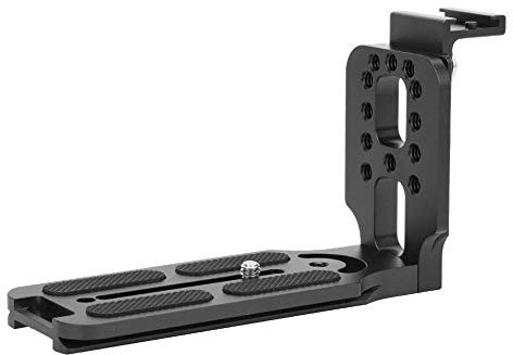 Camera Quick Release Plate, Universal Metal L-Shape Quick Release with Hot Shoe Mount for Hydraulic Ballhead SLR Camera, Camera Battery L Bracket(Black)