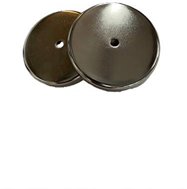 RB-80 Ceramic Ferrite Chrome-Plated Round Pot, Base or Cup Magnet, 95# Pull Strength, 3.20 Diameter x 7/16” Thick with 0.280 Thru Hole, Pack of 2