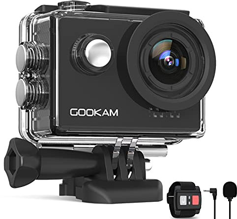 GOOKAM Cámara Deportiva 4K 60FPS 20MP EIS Anti-Shake WiFi Cámara Acción Sumergible 40M Camaras Acuática Ultra HD 170° Gran Angular con 2 Baterías de 1350mAh y Accesorios Multiples-GO 6