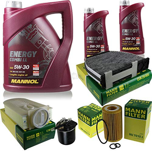 QR-Parts Set 85497099 C 35 005 CUK 29 HU 7010 z MN7907-5 MN7907-1 WK 820/17 Inspektionspaket 7 L Energy Combi LL 5W-30 + MANN Filterpaket 10929807