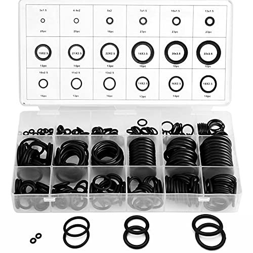 O-ring Dichtungsring Set, 279pcs O Rings, Gummi Dichtungen Ringe Kit 18 Größe Dichtungssatz für Reparatur Autos Sanitär Werkstatt Hydraulik Maschinen