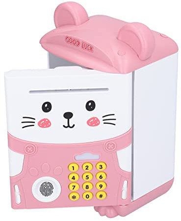 Kinder Elektronische Fingerabdruck-Code-Sperre, Mini ATM Auto Scroll Papiergeld Sparschwein One-Click-Geschichtenerzählmaschine mit Musiklicht