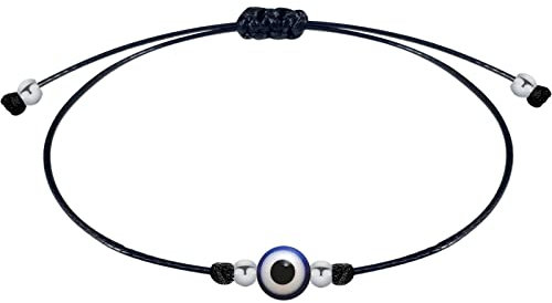 coitgo-Pulsera con amuleto de la Suerte y Protección Acero inoxidable- Pulsera Mujer o Hombre - Pulsera Ojo Turco - Pulsera Hilo Encerado Hecho a Mano (Ojo Turco)