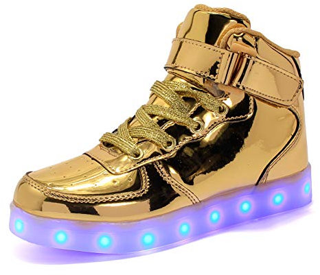 Aizeroth USB Aufladen Unisex Kinder LED Schuhe 7 Farbe LED Leuchtend Outdoor Sportschuhe High top Atmungsaktives Ultraleicht Laufschuhe Gymnastik Turnschuhe Für Jungen Mädchen Geburtstags Geschenk
