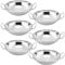 SINJEUN Juego de 6 Platos de Acero Inoxidable para Servir Balti 22cm/8.6, Platos Redondos para Servir Curry, Grandes Cuencos Batli para Restaurantes, Bares, Cocina India