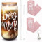 Mason Life Valentine Gift for Dog Lover Women, Can Glass and Sock, Dog Lover Gift, Can Shaped Glass Cups, 18oz Drinking Glasses with Bamboo Lid and Straw