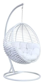 Vente-unique - Fauteuil Suspendu en résine tressée - Blanc - BONTOC de MYLIA
