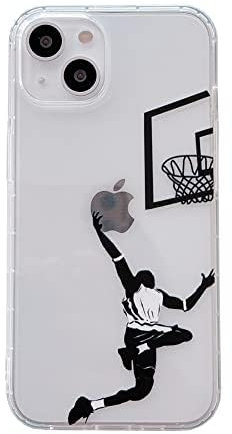 Keyihan Cover per iPhone 13 mini 5,4 Pollici Custodia con Giocare a Pallacanestro Layup Disegni Pattern Antiurto Trasparente Chiaro Flessibile Morbido TPU Silicone 360 Gradi Protettiva Caso