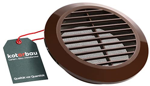 KOTARBAU® Rejilla de ventilación, 125 mm, redonda, brida, marrón, ventilación, rejilla de protección contra insectos, rejilla de ventilación, rejilla de ventilación, rejilla de ventilación de plástico