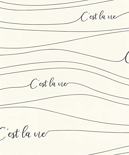 Rasch Tapete 464603 - Vliestapete in Weiß mit Schwarzer Aufschrift aus der freundin Home Collection