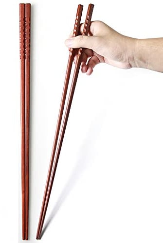 YFWOOD Lot de 2 paires de baguettes de cuisine en bois naturel réutilisables - 42 cm