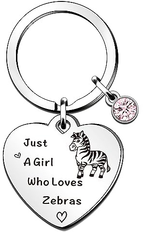 QMVMV Porte-clés amusant en forme de zèbre - Cadeau pour les amoureux des animaux - Cadeau pour les femmes et les filles - Porte-clés « Who Loves Zebras », Argenté., Taille Unique