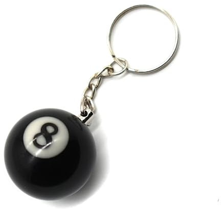 BILMAG Schlüsselanhänger Billard Billardkugel Schwarz Nr. 8, 30mm Pool