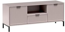 MINIO go for it - TV-Schrank ASTI, Breite 135 cm, Modern Lowboard, 2 Schubladen mit geräuschloser Schließung und Einlegeböden, Ideal für das Wohnzimmer - Kaschmir