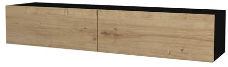 Helloshop26 Meuble TV 135 x 31 x 25 cm Noir et Effet chêne 03_0007869