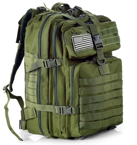 GUJOIN 50L Strapazierfähiger Nylon Wasserdichter Angeln Jagdrucksack Outdoor Militär Rucksäcke Taktische Sport Camping Wandertaschen (Green)