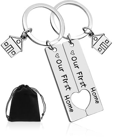 NyxSeat 2 Stück Schlüsselanhänger Und 1 Aufbewahrungstasche, Einweihungs-Schlüsselanhänger, Neue Zuhause-Schlüsselanhänger, Geeignet Für Einweihungsgeschenke Für Neue Hausbesitzer