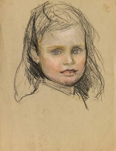 VsoxA Poster Art Study of the head of a young girl witheyes Sir George Clausen 58 x 90 cm, Leinwandbild ohne Rahmen