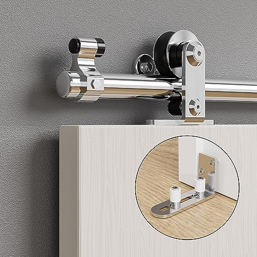 ETIASQSA 152CM/5FT Schiebetür Schiene Schiebetürbeschlag Edelstahl Schiebetürsystem Komplettset mit Bodenführung für 1 Holztür(T Form)
