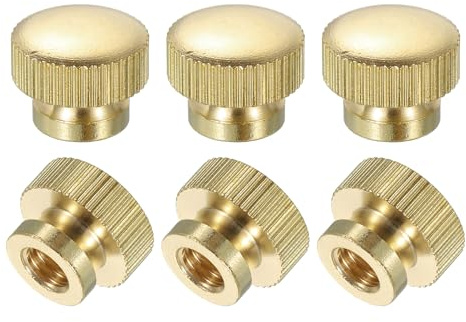 QUARKZMAN Gerändelte Daumenmuttern, 6 Stück M6 x D14mm x H11mm Messing Griffmuttern Rändelmuttern mit Hohem Kopf Befestigungselemente für 3D-Drucker-Teile Druckbett