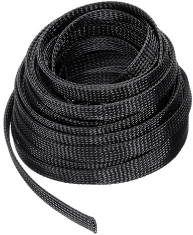 sourcing map Guaina intrecciata espandibile da 1,5 m – 1,27 cm, protezione per cavi in PET per la gestione dei cavi in PET, tubo avvolgicavo per TV, computer, audio, dispositivi domestici da ufficio,