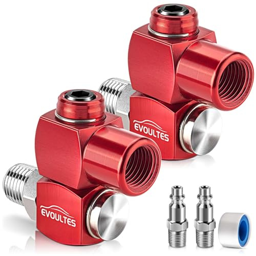 EVOULTES 2-Packs 1/4 NPT 360 Degree Swivel Air Hose Fittings, No Leakage Air Hose Connector with 1/4 Inch MNPT Quick Connect, Swivel Air Fittings for Air Hose Air Compressor Attachments