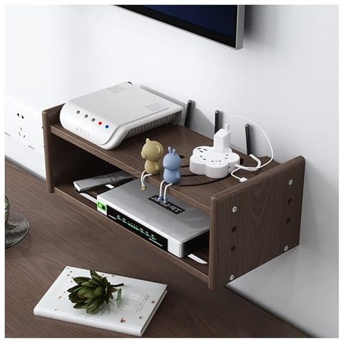 WiFi Router Storage Box Wall Mounted Solid Wooden Network Set-top Box Power Strip And Cable Management Hider Rack Cable Management Boxes(A,50x18.5x15cm)