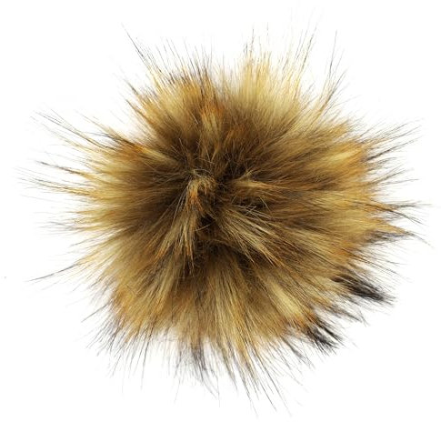 Fell Pompom mit Druckknopf 12-14cm - Fellbommel Bommel Mützenbommel (Fuchs)