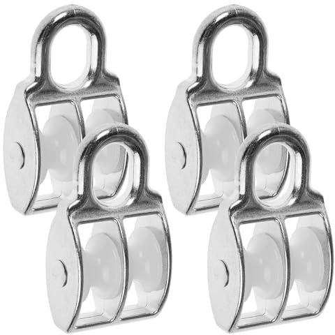 PRIOstahl Seilrolle Umlenkrollen Blockseilrollen Heberollen Lastrollen Kunststoffrollen x 4 Stück Größe: 20 mm Ausführung: Doppelt - Flaschenzug Rollen für Seile Drahtseile aus Zink-Druck-Guss