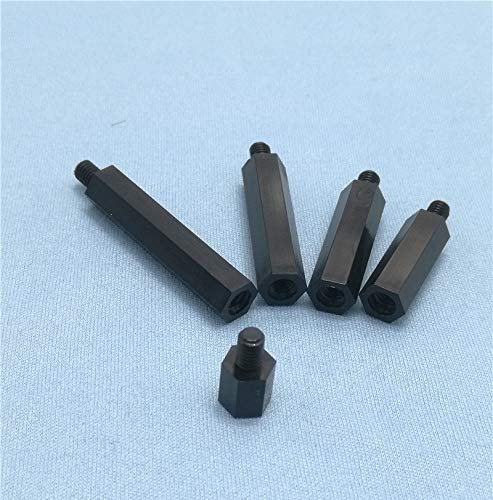 RKODRSMG 20/50pcs M2/M2.5/M3/M4*L+6mm Thread Black Or White Spacing Screw Plastic For PCB Motherboard Fixed Nylon Standoff Spacer Pillar(Black 6mm 50pcs,M3)
