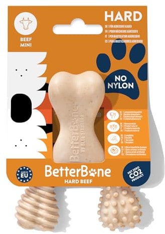 BetterBone - Hundespielzeug zum Kauen - Mini Hard Beef - Kauknochen Hund Nylon- & GMO-frei auf Zellulosebasis - Kauspielzeug extra hart mit Rindfleischgeschmack - Kauholz Splitterfrei & langlebig