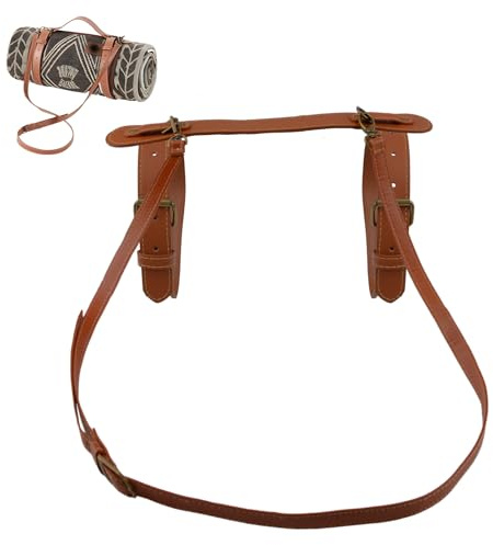 UFURMATE PU-Leder-Tragegurt für Picknickdecke und Yogamatte - Verstellbarer Schultergurt für Outdoor, Camping, Wandern, 51 cm