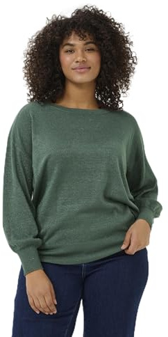 KAFFE CURVE Damen Strickpullover KCregitta Damen Große Größen Strickpullover Langarm Rundhals Glitzer Pullover Lange Ärmel