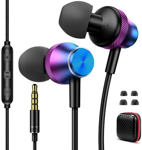 Wired Earbuds Headphones for PC Laptop 3.5mm Plug in Audio Jack, Tangle-Free Noise Cancelling in-Ear Earphones Volume Mic Control Stereo Bass for Samsung,for iPhone,for Chromebook,School Students