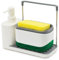 Fineway 3-in-1 Automatic Refillable Soap Dispenser Set with Sponge Holder, White Sink Caddy Organiser for Kitchen & Bathroom (White)