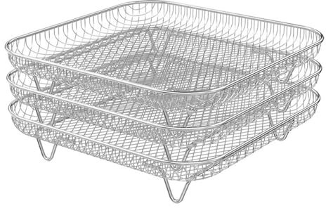 Air Fryer Accessories with Foot Cover 8Inch Square 3 Stackable Dehydrator Racks，Compatible for Ninja Gowise 5.8 QT Air Fryer Racks