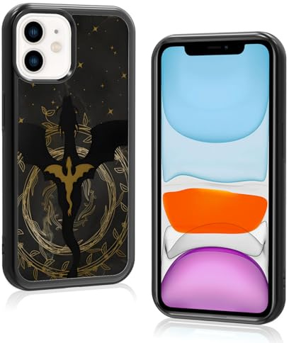 Odhtst Aesthetic Black Dragon Bookish Phone Case Compatible with iPhone 11 Case 6.1 Inch, TPU Shockproof Protection Vintage Book Lovers Gifts Fantasy Wings Phone Case for Girls Women Cover