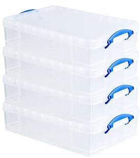 Really Useful Box Plastic Storage 24.5 Litre Clear (Pack Of 4)