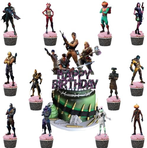Spiel Thema Geburtstag Tortendeko,Doyomtoy Video Gaming Spiel Cake Topper Videospiel Cupcake Topper Spielthema Geburtstag für Kinder Party Kuchen 13 Stück
