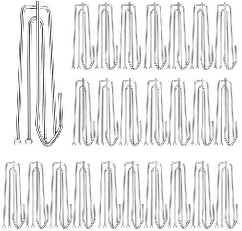 LYKTRIX 60 Stück Vorhang Haken Edelstahl, Gardinenhaken Metall,Speziell für Schienenvorhänge Konzipiert, Fixiert Vorhangstoffe Einfach an Ringen oder Schienen. Einfache Montage, Glatte Hängung