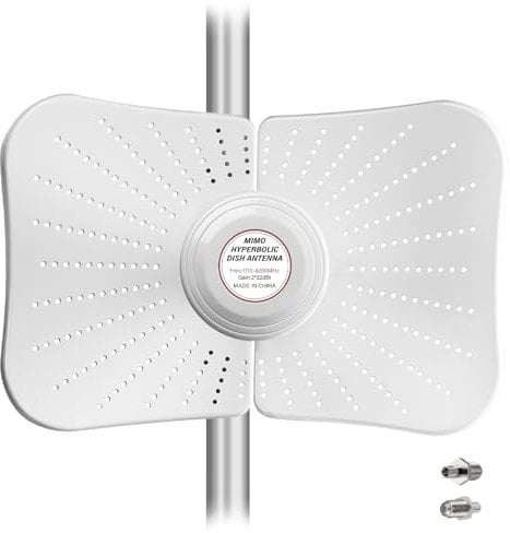 Greatzer Antena 5G LTE 4G Exterior Antena Doble polarización WiFi Antenne 600-6000MHz Ganancia hasta 22 DBI Compatible direccional Router Antena MIMO SMA / 2 x TS9 Antenne, 2x10M de Cable