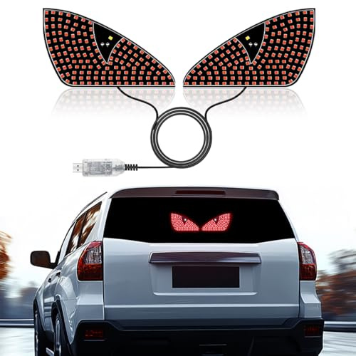 LED Yeux pour Pare-Bris de voiture, Éclairage des diable pour Pare-Bris, Lampe Yeux du Diable USB Plug Play pour voiture, 12 Modes Lumière