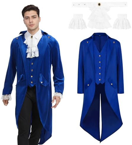 JDFAIJEAL Veste médiévale Steampunk pour homme – Veste médiévale, victorienne et vintage d'uniforme, costume d'Halloween, de carnaval, de vampire de pirate, de la Renaissance et de costumade