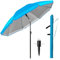 Menz SET Sonnenschirm Strand - Strandschirm mit Bodenhülse & Schutzhülle, Strandschirm UV-Schutz 50+, Strandschirm windfest stabil Ø 180 cm, Fb. Blau