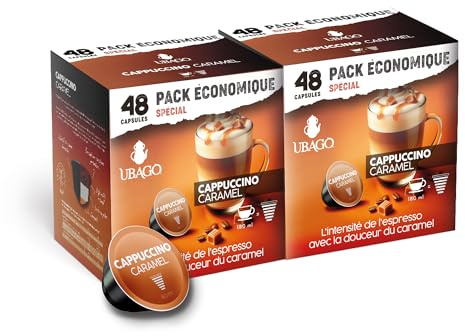 Ubago Caffè in capsule Cappuccino al caramello, Capsule compatibili Dolce Gusto, Offerta da 96 unità