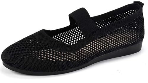 Ladies Wide Fit Shoes,Ballet Flats,Womens Slip on Ballerina Women'S Wide Width Flats Shoes, Casual Soft Knitted Breathable Classic Plus Size Casual Soft Comfortable Round Shoe for Shopping,Party