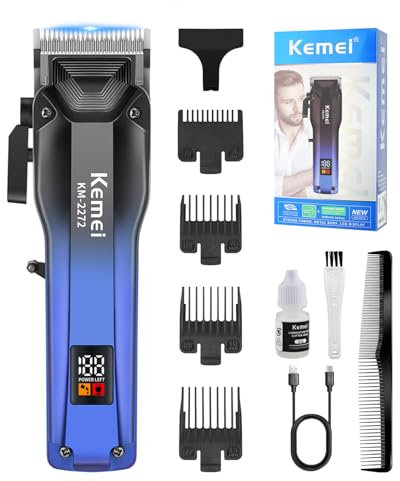 KEMEI Professionelle Haarschneidemaschine für Herren, kabellos, elektrischer Haarschneider für Herren, wiederaufladbar über USB Typ C, bis zu 200 Minuten Nutzung mit LED-Display