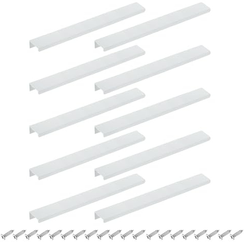 QUARKZMAN 10 Stück Schrankgriffe, 250mm Möbelgriffe Griffe für Küchenschränke, Schubladengriffe für Schubladen, Küchengriffe Türgriffefür Schubladen und Schrank - Weiß