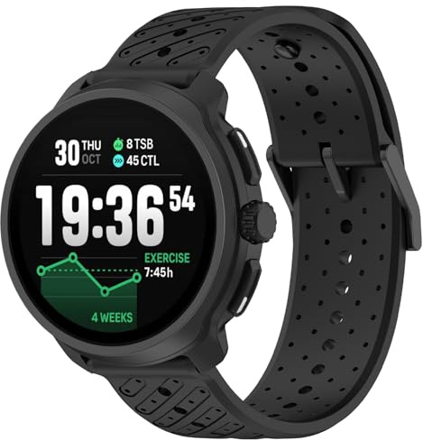 GIOPUEY 22mm Armband Kompatibel mit Suunto Race 2/Race S/Run/Vertical/Ocean/5 Peak/9 Peak Pro, Weiches TPU Armband [Farbdesign spleißen] Ersatzarmband - Black